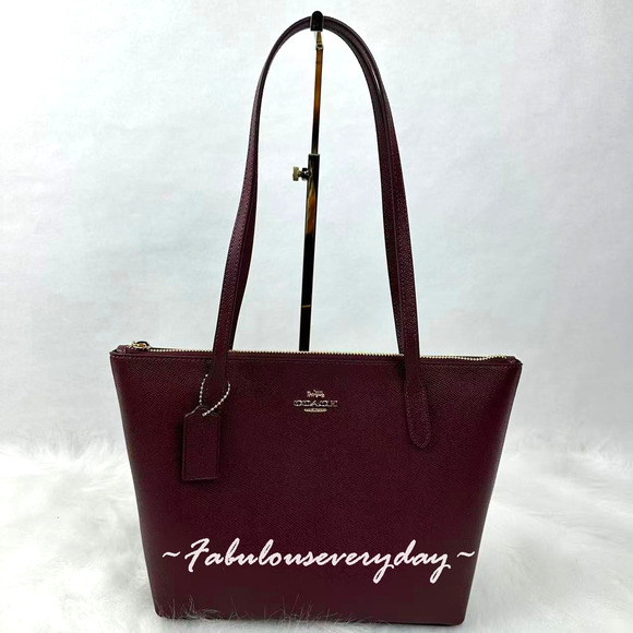 Coach Handbags - COACH Fiona Zip Tote Shoulder Bag In Leather Gold/Dark Wine Merlot CW395 NWT